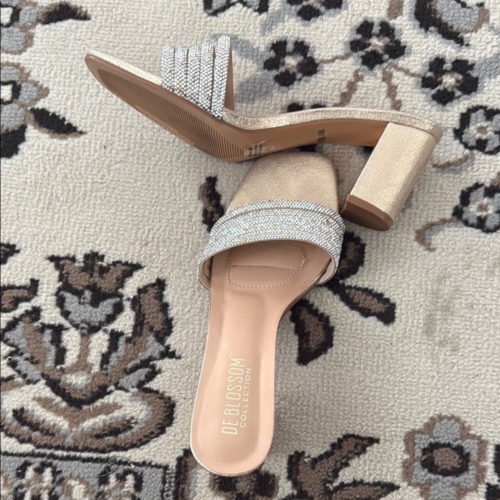 De Blossom Collection Gold Embellished Heels